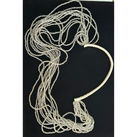 Vintage Multi-strand Clear Silvertone Rope Necklace - Picture 4 of 4